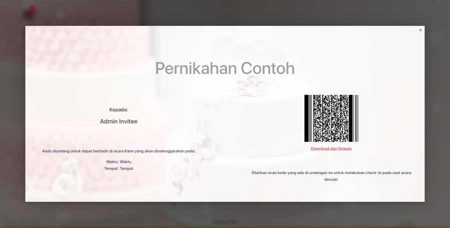 Gambar Tampilan Yang Didapatkan Tamu Undangan Barcode Check In